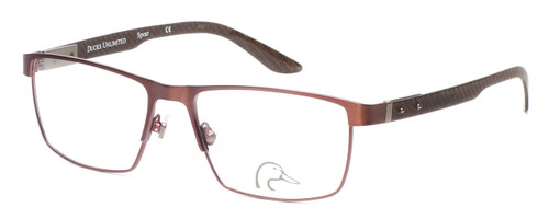 Profile View of Ducks Unlimited Spear Men Rectangle Full Rim Designer Reading Glasses Brown 56mm