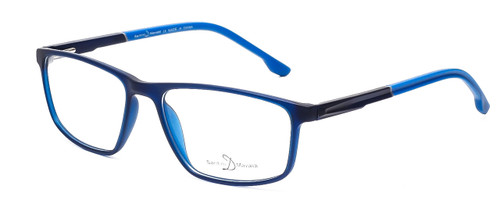 Profile View of Santini Mavaldi Unisex Classic Full Rim Designer Reading Glasses Matte Blue 55mm