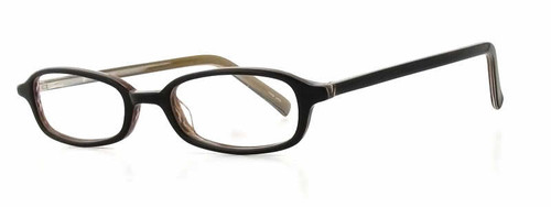 Profile View of Calabria Vivid 739 Designer Blue Light Blocking Glasses in Black Brown Oval 46mm