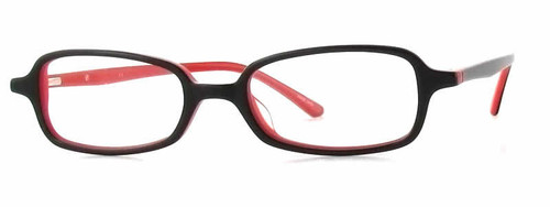 Profile View of Calabria Vivid 751 Designer Blue Light Blocking Glasses in Black Red Ladies 46mm