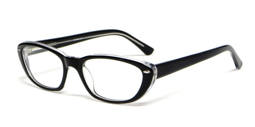 Profile View of Calabria Viv Designer Blue Light Block Glasses 810 in Black Crystal Cateye 51mm
