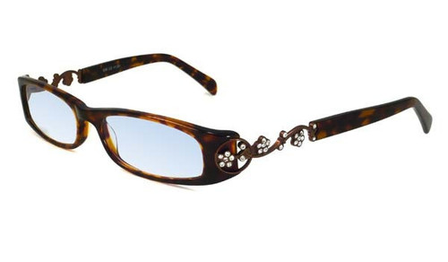 Profile View of Calabria 839 Dazzles Crystals Progressive Lens Blue Light Glasses in Tortoise