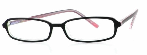 Profile View of Calabria Vivid 733 Designer Progressive Lens Blue Light Glasses in Black Pink