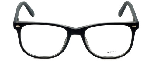 Profile View of Metro 35 Progressive Blue Light Glasses Black Matte Crystal Retro Acetate 53mm