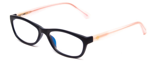 Profile View of Ann Taylor ATR020 Designer Blue Light Blocking Eyeglasses in Matte Navy Blue Blush Crystal Pink Ladies Cateye Full Rim Acetate 52 mm