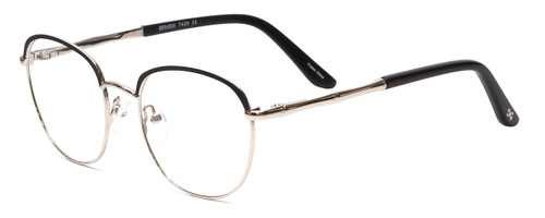 Profile View of Scott&Zelda SZ7429 Unisex Round Reading Glasses in Black Silver Glitter Tip 50mm