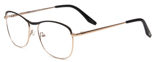 Profile View of Scott&Zelda SZ7451 Designer Reading Eye Glasses with Custom Cut Powered Lenses in Matte Black Gold Gloss Tips Unisex Classic Full Rim Metal 55 mm
