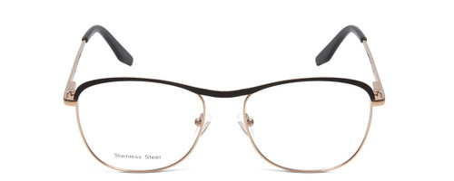 Profile View of Scott&Zelda SZ7451 Designer Progressive Lens Blue Light Blocking Eyeglasses in Matte Black Gold Gloss Tips Unisex Classic Full Rim Metal 55 mm
