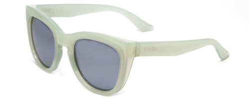 Profile View of Smith Sidney Lady Cateye Polarized Sunglasses Ice Smoke Green/Silver Mirror 52mm