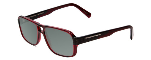 Profile View of Porsche Designs P8217-D Designer Polarized Sunglasses with Custom Cut Smoke Grey Lenses in Crystal Dark Red Carbon Fiber Unisex Square Full Rim Acetate 56 mm