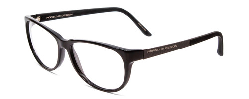 Profile View of Porsche Designs P8246-A Designer Progressive Lens Blue Light Blocking Eyeglasses in Black Unisex Oval Full Rim Acetate 56 mm