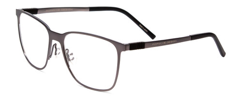 Profile View of Porsche Designs P8275-D Designer Reading Eye Glasses with Custom Cut Powered Lenses in Dark Gun Metal Silver Black Unisex Square Full Rim Metal 55 mm