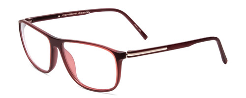 Profile View of Porsche Designs P8278-D Designer Progressive Lens Blue Light Blocking Eyeglasses in Crystal Red Matte Brown Unisex Square Full Rim Acetate 56 mm