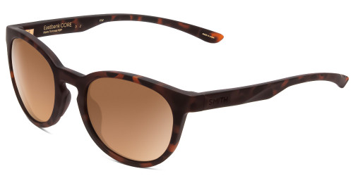 Profile View of Smith Eastbank Unisex Round Sunglasses Matte Tortoise Gold/Polarized Brown 52 mm