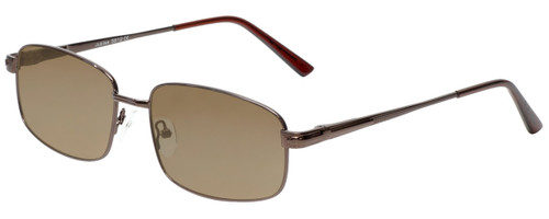 Profile View of Jubilee J5812 Designer Polarized Sunglasses with Custom Cut Amber Brown Lenses in Dark Brown Mens Rectangle Full Rim Metal 59 mm