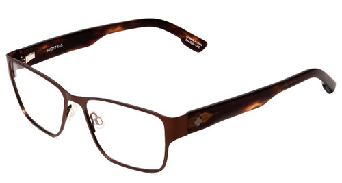 Profile View of SPY Optics Jett Designer Blue Light Blocking Eyeglasses in Mahogany Red Mojave Unisex Square Full Rim Metal 54 mm