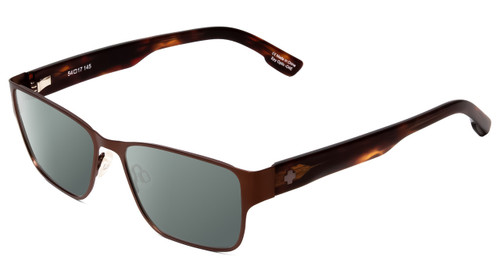 Profile View of SPY Optics Jett Designer Polarized Sunglasses with Custom Cut Smoke Grey Lenses in Mahogany Red Mojave Unisex Square Full Rim Metal 54 mm