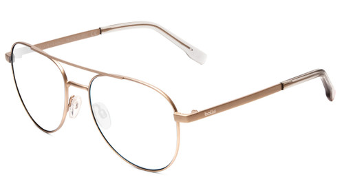 Profile View of Bolle Evel Designer Reading Eye Glasses in Matte Sand Brown Unisex Aviator Full Rim Metal 60 mm