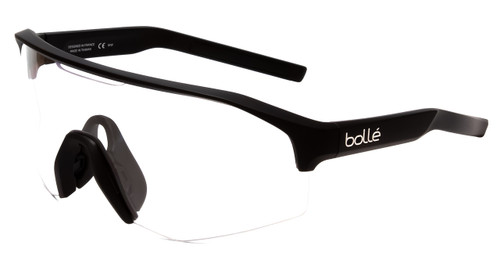 Bolle Lightshifter XL Wrap Designer Sunglasses in Matte Black/Clear Silver 144mm
