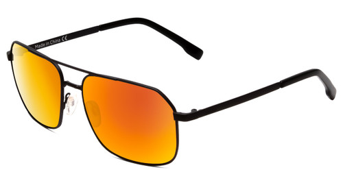 Profile View of Bolle Navis Square Sunglasses Matte Gun Metal Black/Brown Fire Red Mirror 58 mm