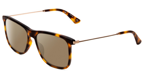Profile View of Police SPL572 Designer Polarized Sunglasses with Custom Cut Amber Brown Lenses in Tortoise Havana Brown Gold Silver Unisex Classic Full Rim Acetate 56 mm