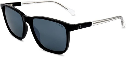 Guess GU6944 Unisex Sunglass Shiny Black Crystal Clear/Green Silver Mirror 56 mm