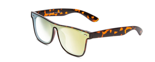 Profile View of Coyote Buzz Unisex Square Polarized Sunglasses Tortoise Brown & Gold Mirror 56mm