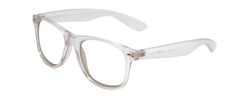 Profile View of Coyote P-23 Designer Reading Eye Glasses in Crystal Clear Grey Unisex Square Full Rim Acetate 51 mm