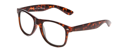 Profile View of Coyote P-23 Designer Blue Light Blocking Eyeglasses in Tortoise Unisex Square Full Rim Acetate 52 mm