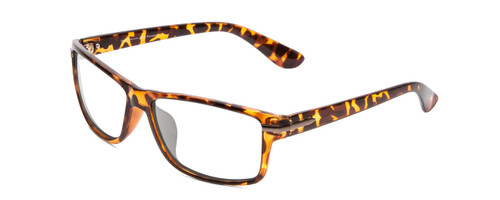 Profile View of Coyote P-43 Designer Blue Light Blocking Eyeglasses in Dark Tortoise Unisex Rectangle Full Rim Acetate 58 mm