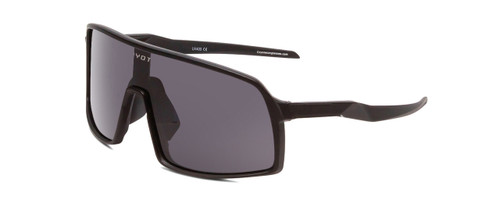 Profile View of Coyote Python Men Semi-Rimless Designer Polarized Sunglasses in Black/Grey 135mm