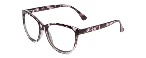 Profile View of Coyote Raven Designer Reading Eye Glasses with Custom Cut Powered Lenses in Purple Tortoise Brown Ladies Cateye Full Rim Acetate 54 mm