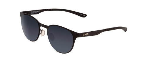 Profile View of Smith Eastbank Metal Unisex Round Sunglasses Matte Black/ChromaPop Polarize 52mm