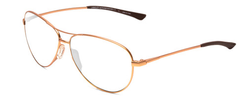 Profile View of Smith Optics Langley Designer Progressive Lens Blue Light Blocking Eyeglasses in Matte Rose Gold Black Unisex Aviator Full Rim Metal 60 mm with Blue Light Zone functionality illustration laid over the lens