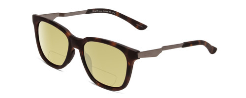 Profile View of Smith Optics Roam Designer Polarized Reading Sunglasses with Custom Cut Powered Sun Flower Yellow Lenses in Matte Tortoise Havana Gold Unisex Classic Full Rim Acetate 53 mm