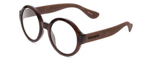 Profile View of Havaianas FLORIPA/M Designer Blue Light Blocking Eyeglasses in Crystal Brown Unisex Round Full Rim Acetate 51 mm