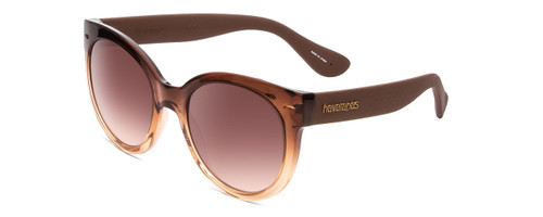 Profile View of Havaianas NORONHA/M Ladies Cateye Sunglasses in Havana Fade/Brown Gradient 52 mm