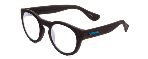 Profile View of Havaianas TRANCOSO/M Designer Reading Eye Glasses with Custom Cut Powered Lenses in Matte Black Unisex Round Full Rim Acetate 49 mm