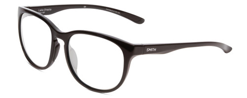 Profile View of Smith Optics Lake Shasta Designer Blue Light Blocking Eyeglasses in Gloss Black Unisex Cateye Full Rim Acetate 56 mm