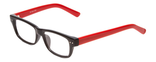 Profile View of SOHO 1010 Designer Progressive Lens Blue Light Blocking Eyeglasses in Gloss Black Red Ladies Rectangle Full Rim Acetate 50 mm