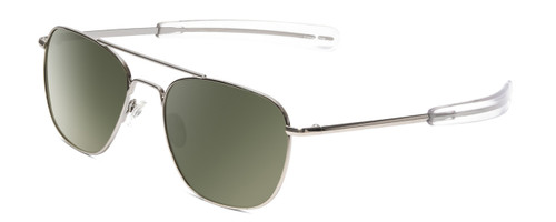 Profile View of Ernest Hemingway H202 55 mm Metal Aviator Polarized Sunglasses Silver&Green/Blue