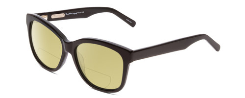 Profile View of Ernest Hemingway H4732 Designer Polarized Reading Sunglasses with Custom Cut Powered Sun Flower Yellow Lenses in Gloss Black Ladies Cateye Full Rim Acetate 56 mm