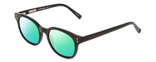 Profile View of Ernest Hemingway H4739 Designer Polarized Reading Sunglasses with Custom Cut Powered Green Mirror Lenses in Gloss Black Unisex Cateye Full Rim Acetate 53 mm