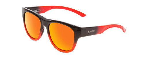 Profile View of Smith Optics Rounder Unisex Round Sunglasses Dark Grey Black/Red Chromapop 51 mm