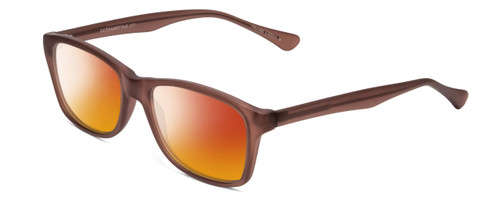 Profile View of Gotham Style 237 Designer Polarized Sunglasses with Custom Cut Red Mirror Lenses in Matte Grey Unisex Classic Full Rim Acetate 55 mm