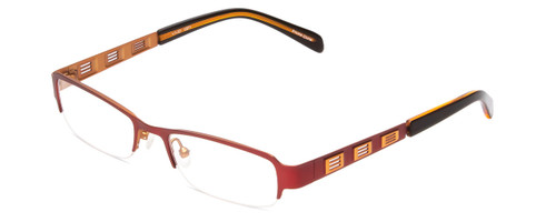 Profile View of Vivid 371-C02 Designer Reading Eye Glasses with Custom Cut Powered Lenses in Metallic Orange/Brown Unisex Rectangle Semi-Rimless Metal 50 mm