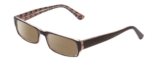 Profile View of Moda Vision 2013 Designer Polarized Reading Sunglasses with Custom Cut Powered Amber Brown Lenses in Brown Crystal Layer Mosaic Unisex Rectangle Full Rim Acetate 55 mm