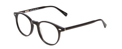 Profile View of Ernest Hemingway H4908 Designer Progressive Lens Blue Light Blocking Eyeglasses in Gloss Black Unisex Round Full Rim Acetate 49 mm