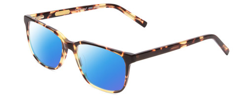 Profile View of Ernest Hemingway H4905 Designer Polarized Sunglasses with Custom Cut Blue Mirror Lenses in Antique Yellow Brown Tortoise Havana Ladies Classic Full Rim Acetate 53 mm