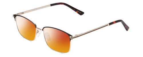 Profile View of Ernest Hemingway H4837 Designer Polarized Sunglasses with Custom Cut Red Mirror Lenses in Metallic Black Silver/Auburn Tortoise Unisex Cateye Full Rim Stainless Steel 53 mm